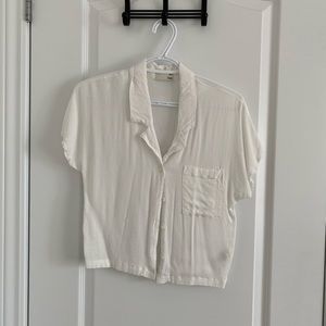 Aritzia White Short Sleeve Blouse
